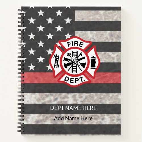 Personalized Thin Red Line Firefighter Notebook