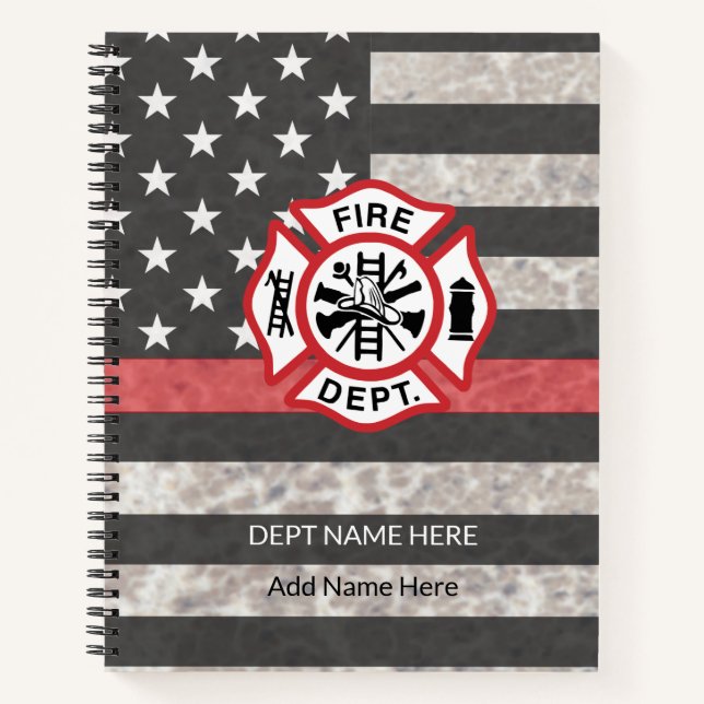 Personalized Thin Red Line Firefighter Notebook (Front)
