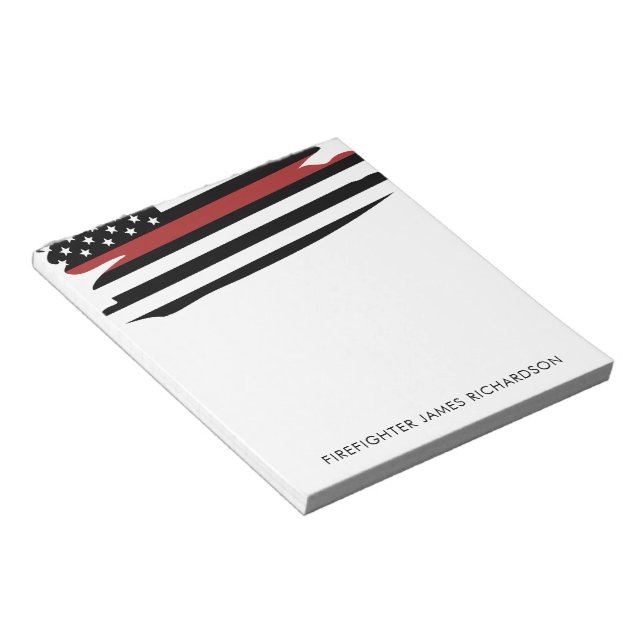 Personalized Thin Red Line Firefighter Notepad (Angled)