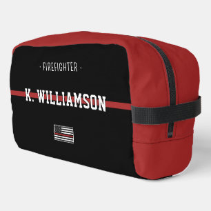 Personalized Thin Red Line Flag Firefighter Dopp Kit
