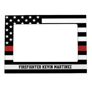 Personalized Thin Red Line Flag Firefighter Magnetic Frame