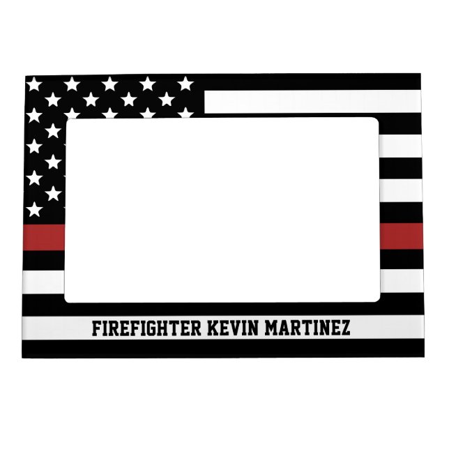 Personalized Thin Red Line Flag Firefighter Magnetic Frame (Front)