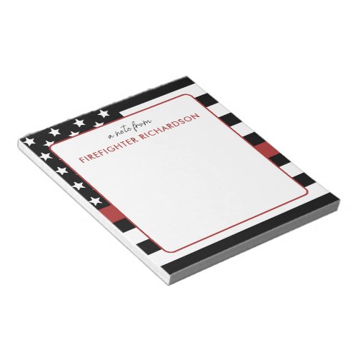 Personalized Thin Red Line Flag Firefighter Notepad