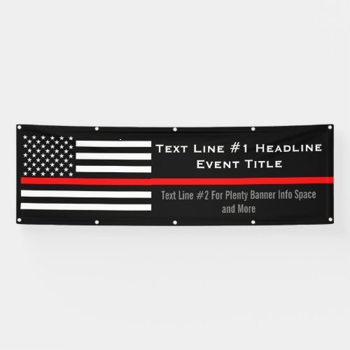Personalized Thin Red Line US Flag Medium Display Banner
