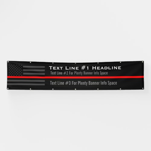 Personalized Thin Red Line USA Flag Long Display Banner