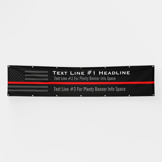 Personalized Thin Red Line USA Flag Long Display Banner (Horizontal)