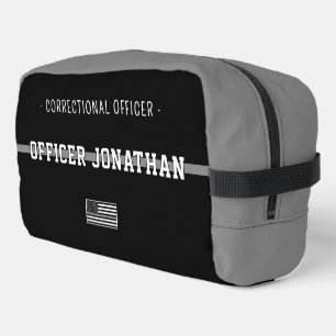 Personalized Thin Silver Line Correction Officer Dopp Kit
