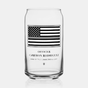 Personalized Thin Silver Line Correctional Officer Can Glass
