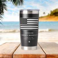 Personalized Thin Silver Line Correctional Officer