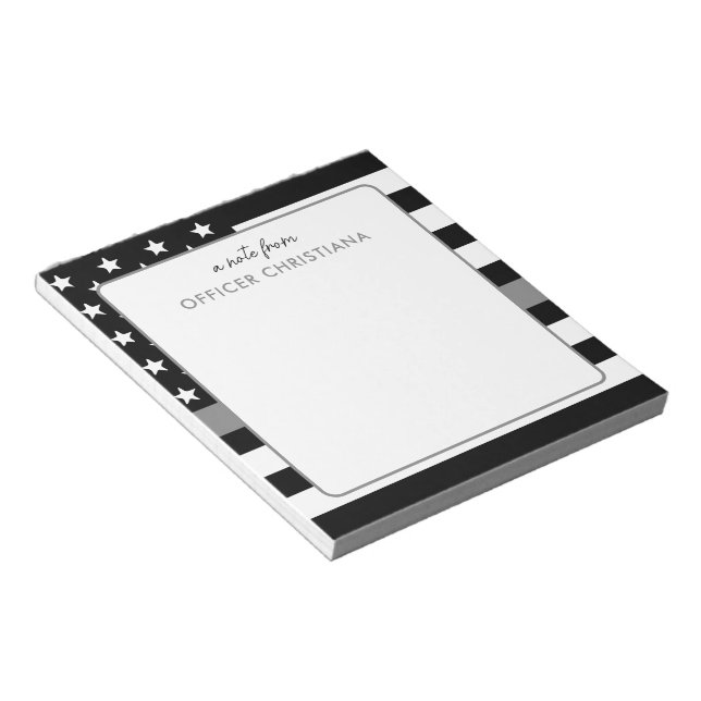 Personalized Thin Silver Line Correctional Officer Notepad (Angled)
