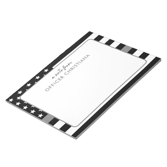 Personalized Thin Silver Line Correctional Officer Notepad (Angled)