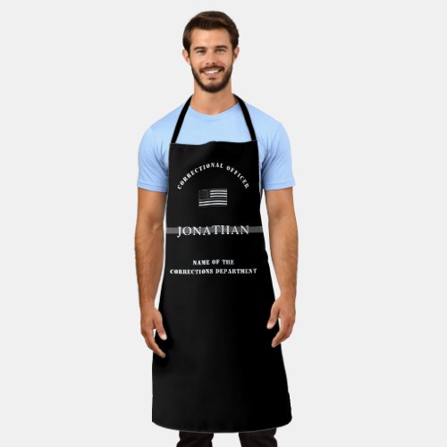 Personalized Thin Silver Line Corrections Officer Apron