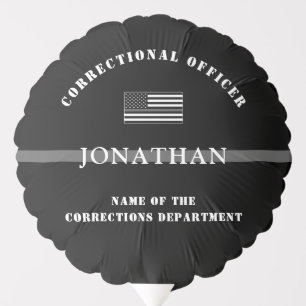 Personalized Thin Silver Line Corrections Officer Balloon