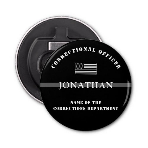 Personalized Thin Silver Line Corrections Officer Bottle Opener