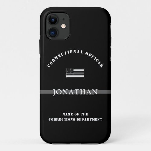 Personalized Thin Silver Line Corrections Officer iPhone 11 Case