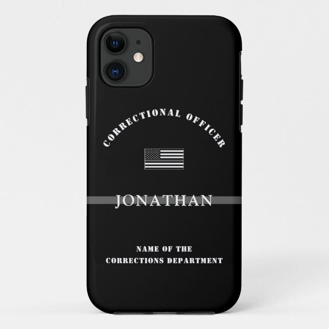 Personalized Thin Silver Line Corrections Officer Case-Mate iPhone Case (Back)