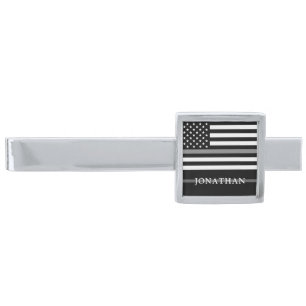 Personalized Thin Silver Line Corrections Officer Finish Tie Bar