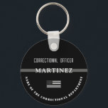 Personalized Thin Silver Line Corrections Officer Keychain<br><div class="desc">Personalized Thin Silver Line Corrections Officer and Correctional Department Appreciation Gifts!</div>