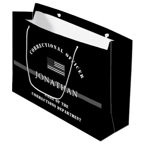 Personalized Thin Silver Line Corrections Officer Large Gift Bag