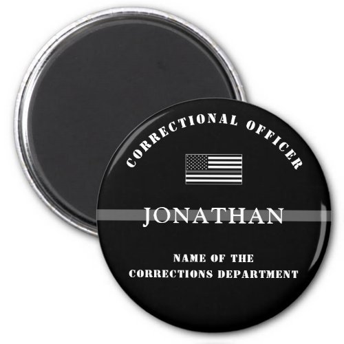 Personalized Thin Silver Line Corrections Officer Magnet