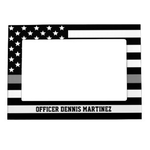 Personalized Thin Silver Line Corrections Officer Magnetic Frame
