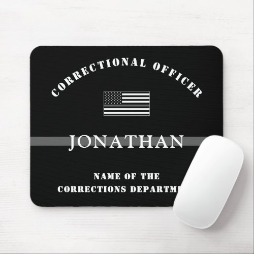 Personalized Thin Silver Line Corrections Officer Mouse Pad