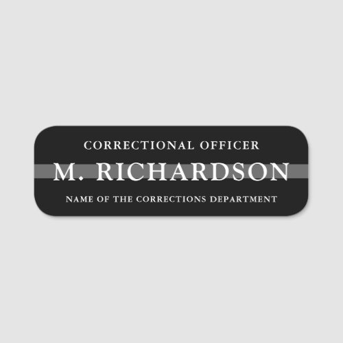 Personalized Thin Silver Line Corrections Officer Name Tag