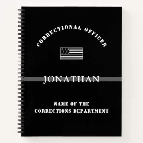 Personalized Thin Silver Line Corrections Officer Notebook