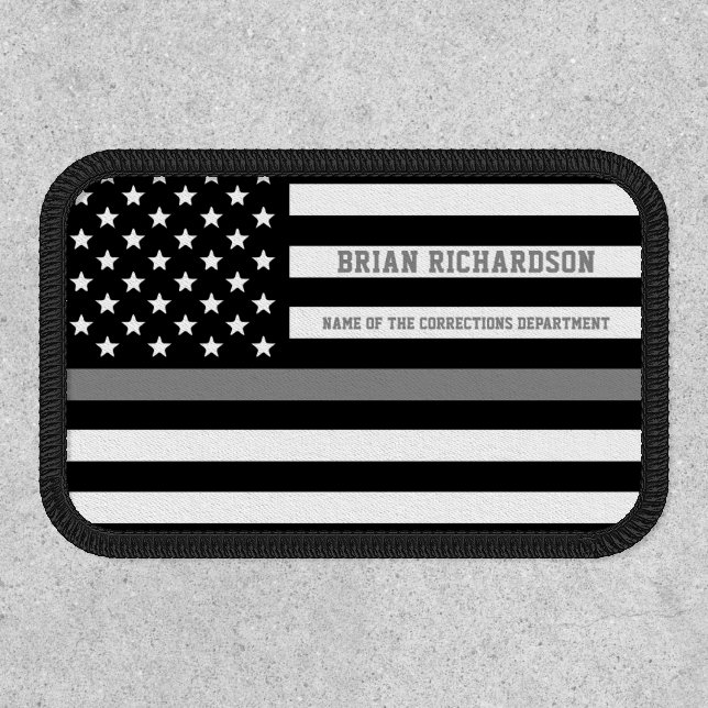 Personalized Thin Silver Line Corrections Officer Patch (Front)