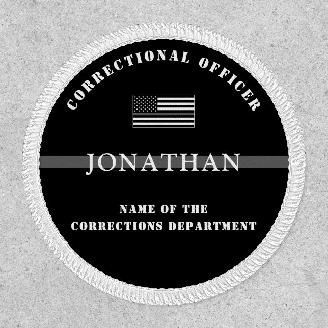 Personalized Thin Silver Line Corrections Officer Patch (Front)