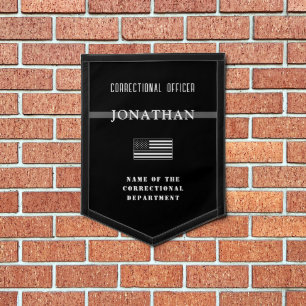 Personalized Thin Silver Line Corrections Officer Pennant