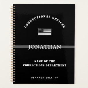 Personalized Thin Silver Line Corrections Officer Planner