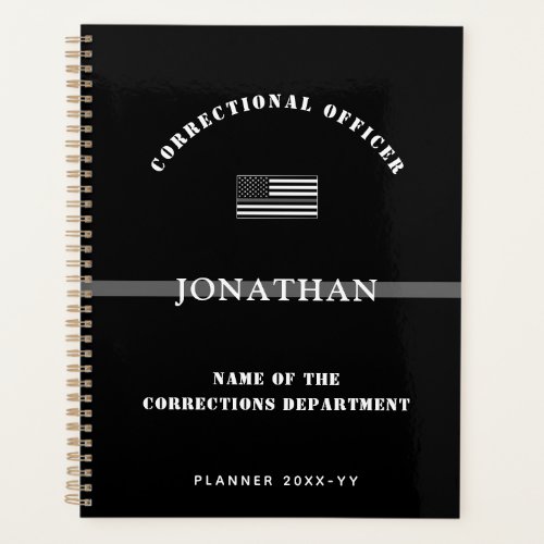 Personalized Thin Silver Line Corrections Officer Planner