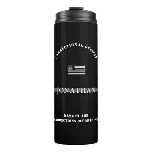 Personalized Thin Silver Line Corrections Officer Thermal Tumbler