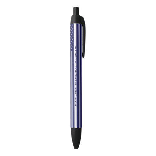 Personalized Thin White Line Flag Black Ink Pen