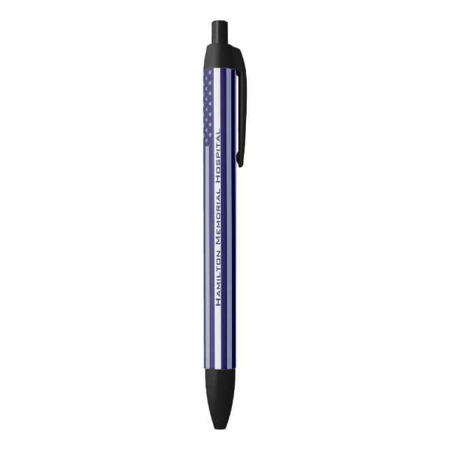 Personalized Thin White Line Flag Pen (Bottom (Vertical))