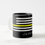 Personalized Thin Yellow Line Dispatcher Flag Two-tone Coffee Mug at Zazzle