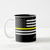 Personalized Thin Yellow Line Dispatcher Flag Two-Tone Coffee Mug (Left)
