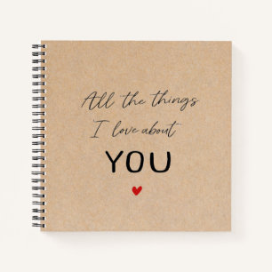 Personalized Things I Love Valentines Gift for Him Notebook