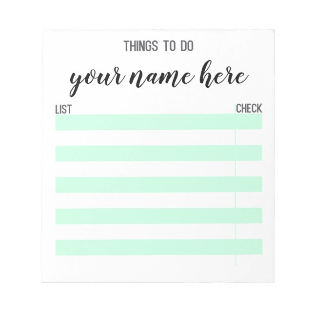 Personalized Things To Do Notepad (Front)