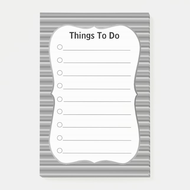 Personalized Things To Do on Gray Striped Post-it Notes (Front)
