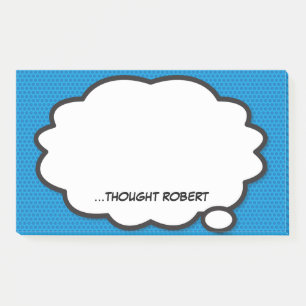 Personalized Think Bubble Fun Blue Comic Book Post-it Notes