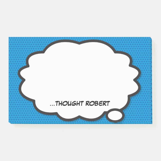 Personalized Think Bubble Fun Blue Comic Book Post-it Notes (Front)