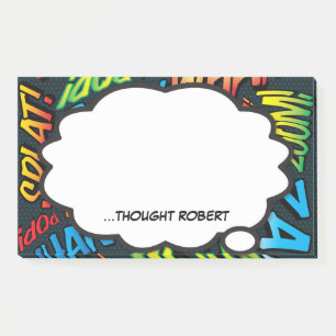Personalized Think Bubble Fun Colorful Comic Book Post-it Notes