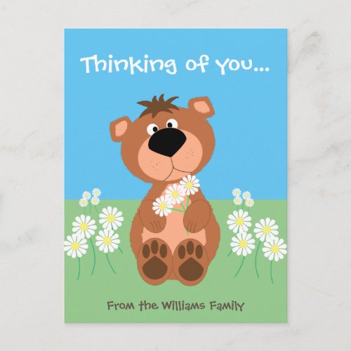 Personalized Thinking Of You Cute Funny Bear Postcard