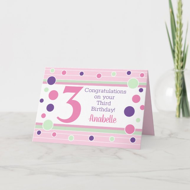Personalized Third Birthday Card! Card (Front)