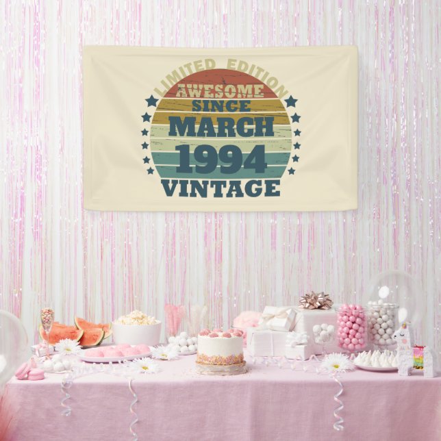 Personalized Thirty vintage 30th birthday party Banner (Party)