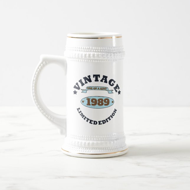 Personalized thirty vintage 30th birthday party beer stein (Left)