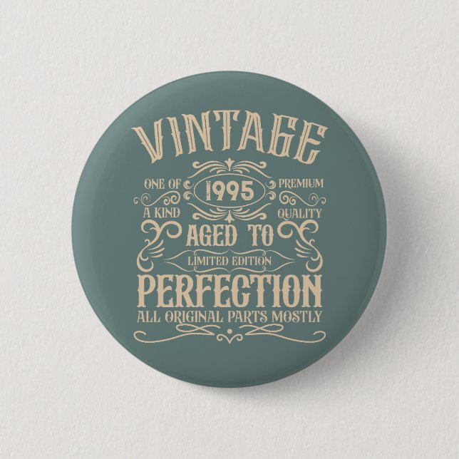 Personalized Thirty vintage 30th birthday party Button (Front)