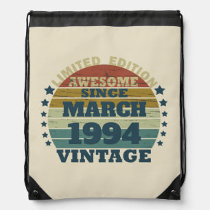 Personalized Thirty vintage 30th birthday party Drawstring Bag